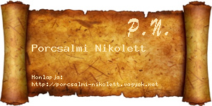 Porcsalmi Nikolett névjegykártya
