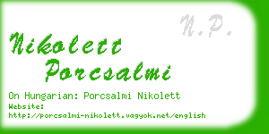 nikolett porcsalmi business card